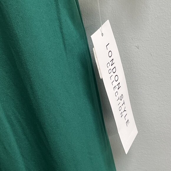 London Times Dress Womens 10 Green Jersey Knit Ruched Side Midi Holiday Event - Picture 3 of 10